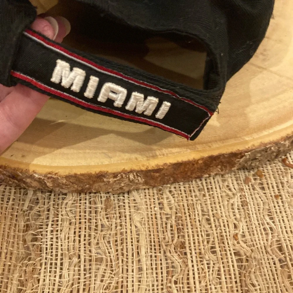 Men's Black/Red NBA Miami‎ Heat Script Up Adjustable Cap Hat